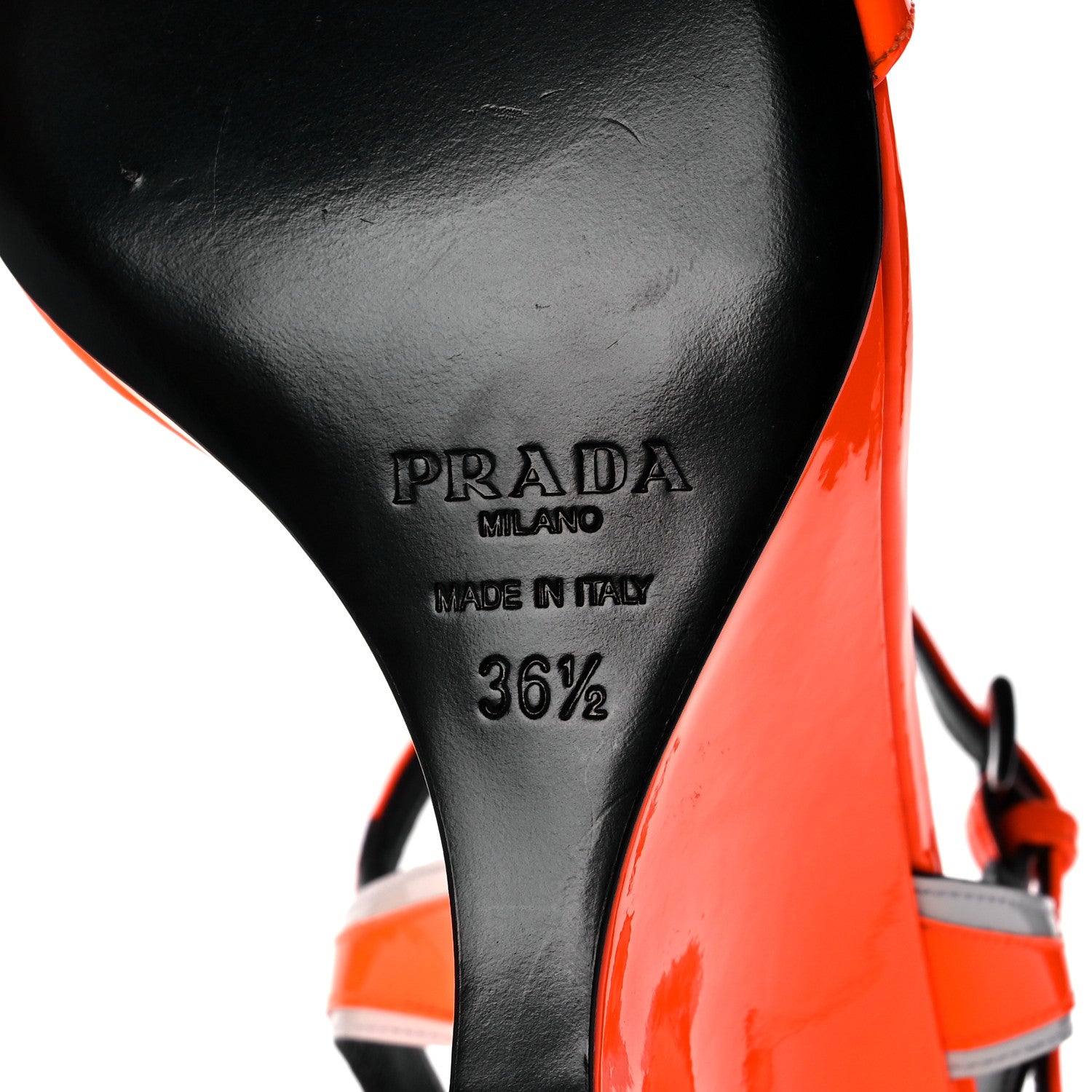 Prada Patent Flame Wedge Sandals 36.5 Arancio Fluo 6 of 11