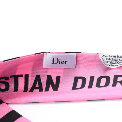 Christian Dior Silk Striped Mitzah Scarf Pink Black 2 of 5
