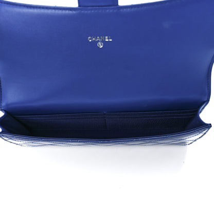 Chanel Patent Calfskin Quilted Flap Clutch Wallet Blue 6 of 17