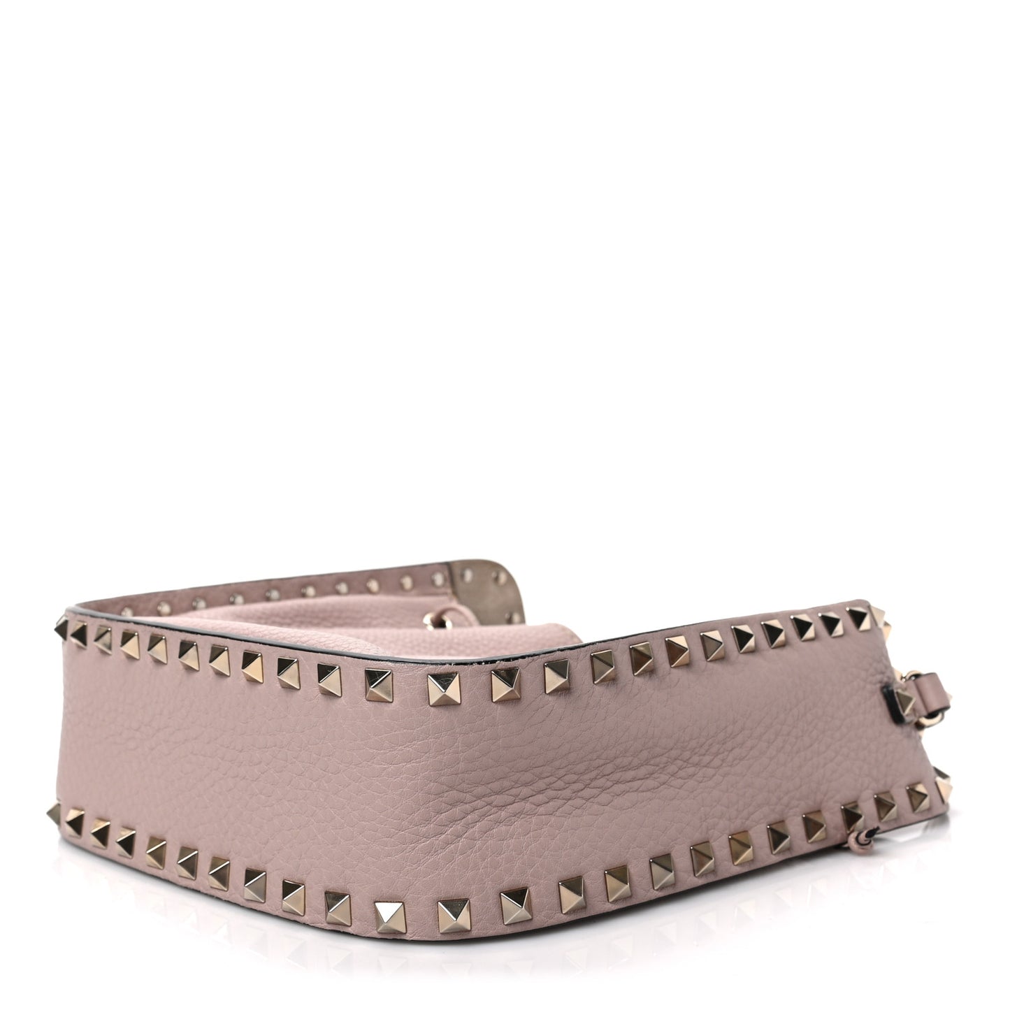 Grained Calfskin Rockstud Bucket Bag Poudre