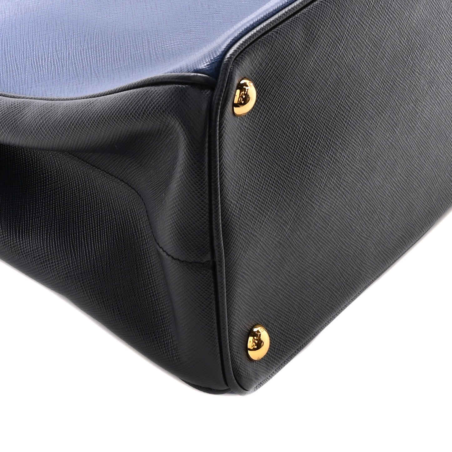 Saffiano Lux Bi-Color Medium Galleria Double Zip Tote Bluette Black