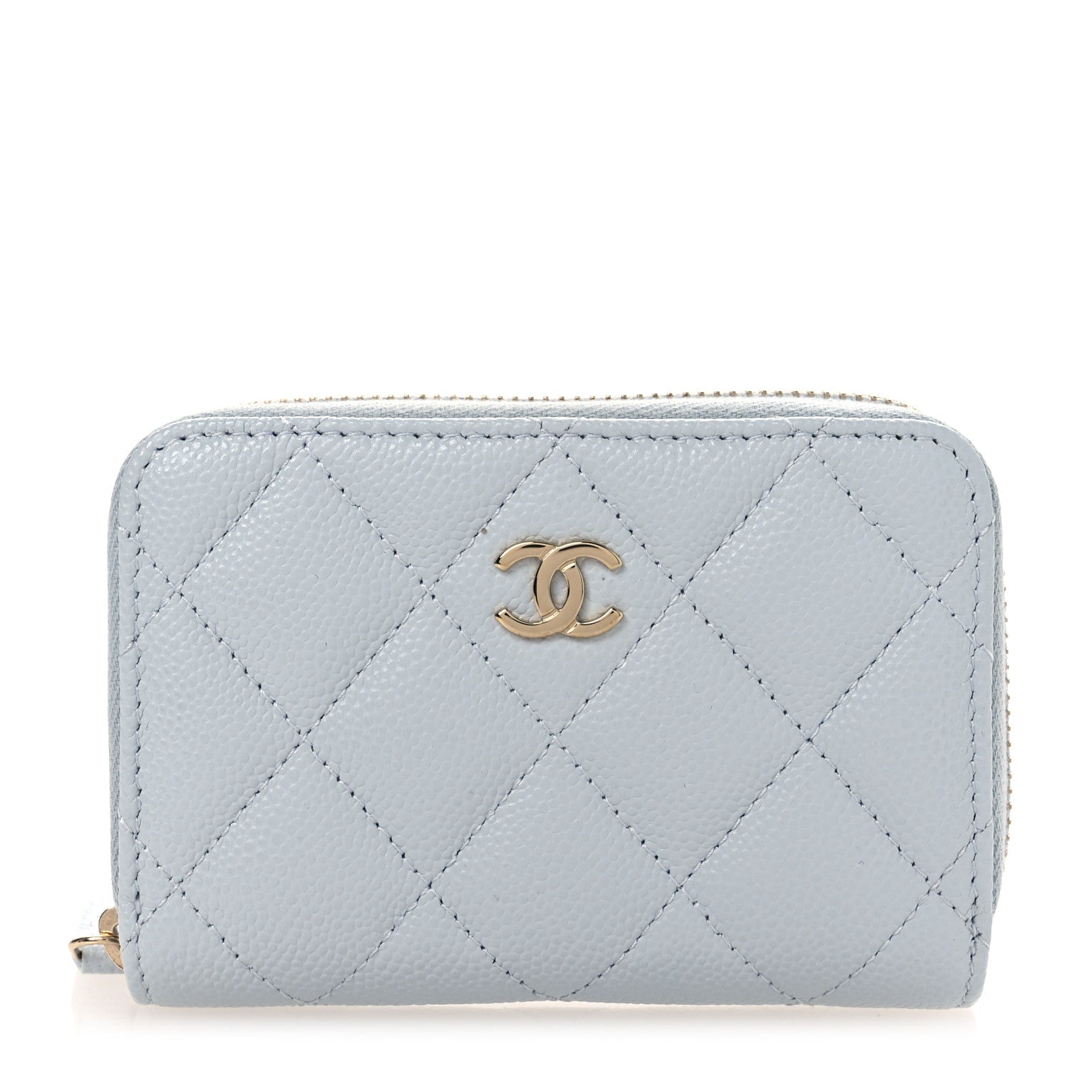 Chanel Caviar Quilted Zip Coin Purse Light Blue 1 of 8
