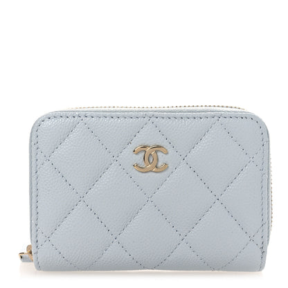 Chanel Caviar Quilted Zip Coin Purse Light Blue 1 of 8