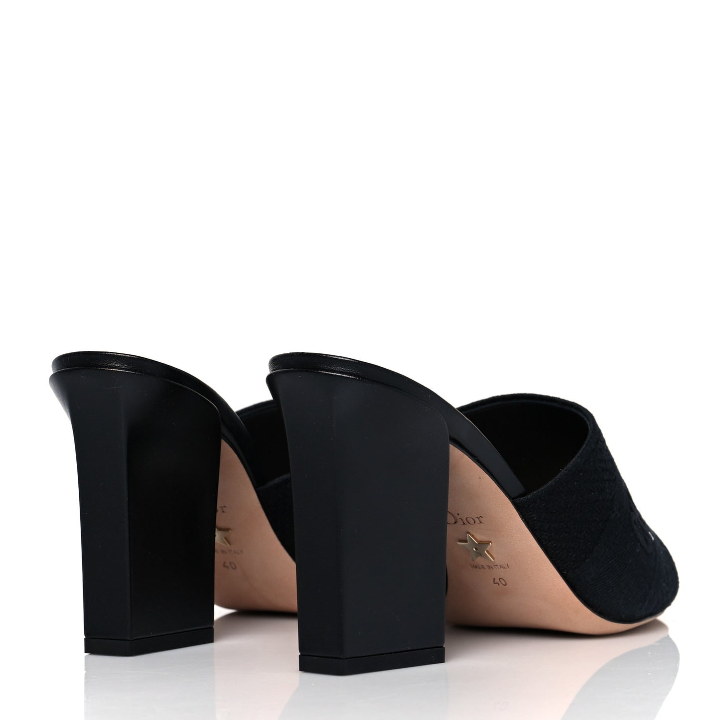Cotton Embroidered Dway 85mm Slide Sandals 40 Black
