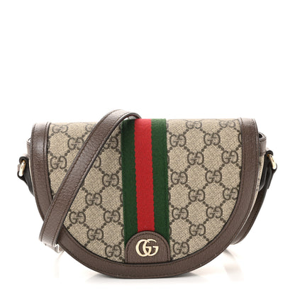 Gucci GG Supreme Monogram Textured Dollar Calfskin Web Mini Ophidia Flap Shoulder Bag Beige Ebony New Acero 1 of 9