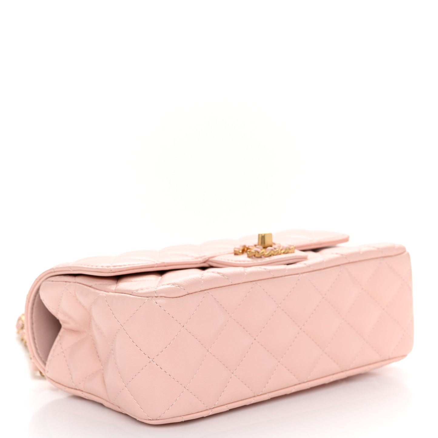 Lambskin Quilted Mini Strass On Top Flap Light Pink