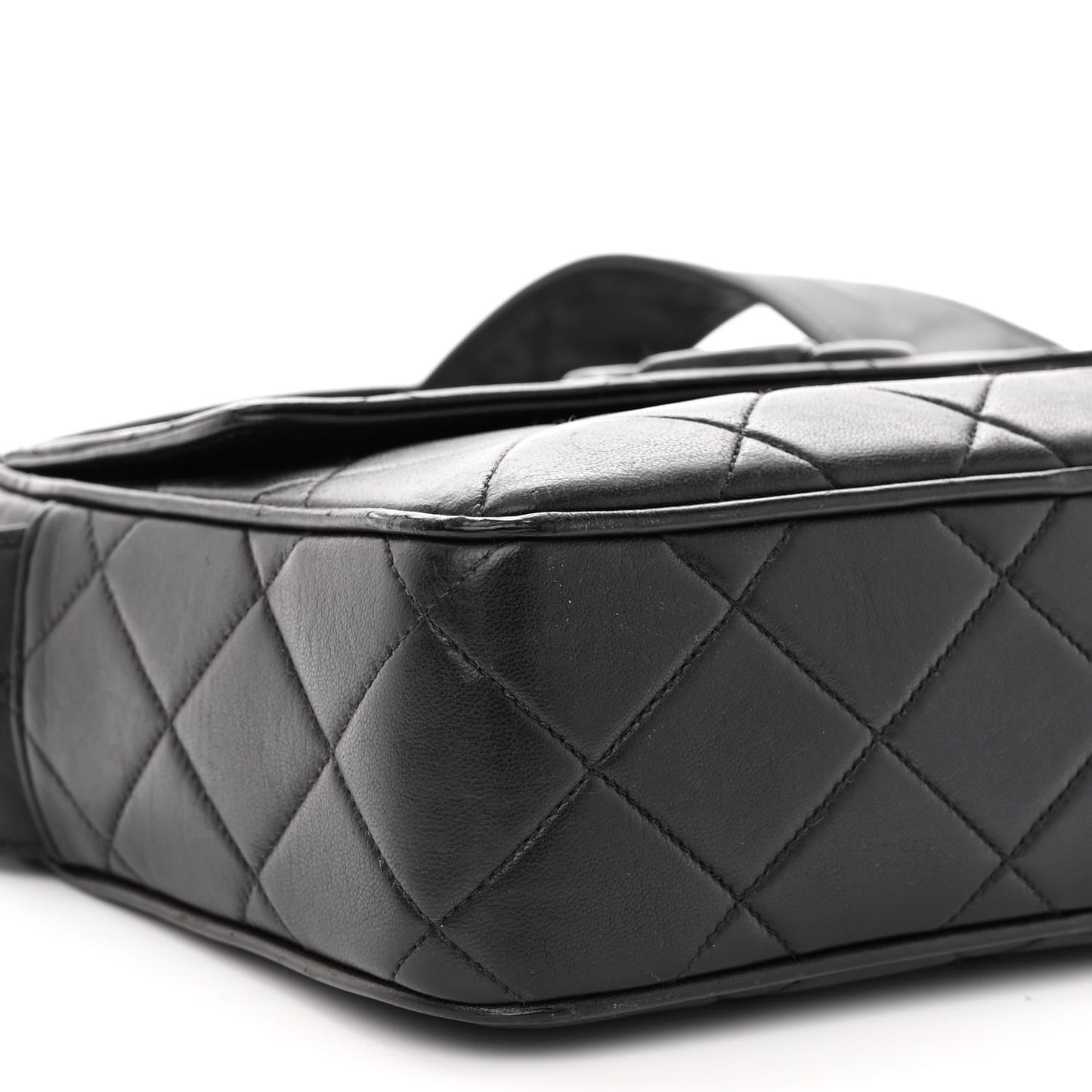 Lambskin Quilted Tassel Flap Camera Case Black
