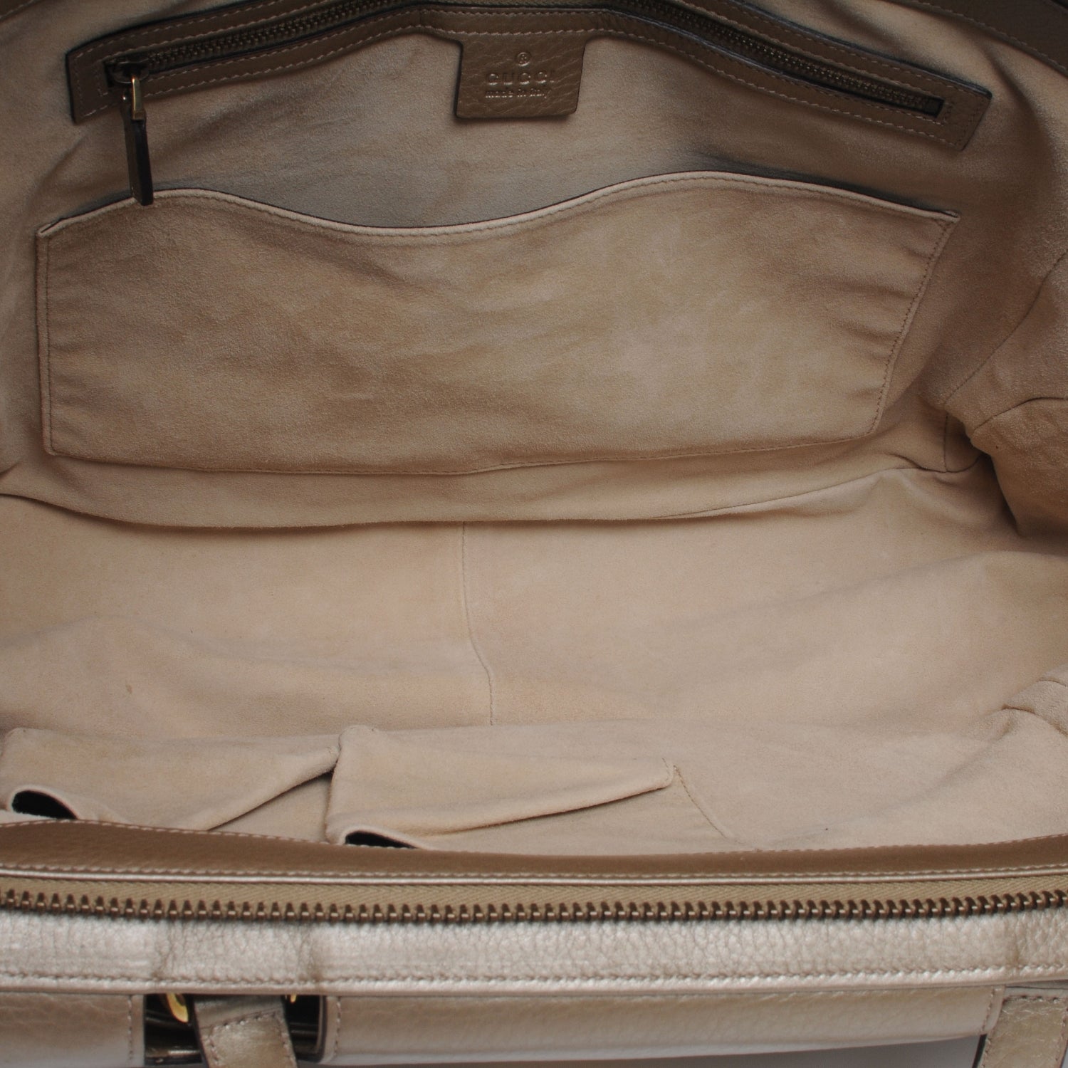 Gucci Metallic Pebbled Calfskin Medium 1973 Top Handle Satchel Golden Beige 5 of 8
