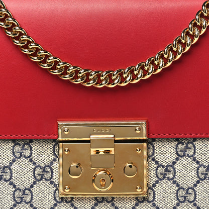 Gucci GG Supreme Monogram Moon Calfskin Medium Padlock Shoulder Bag Beige Blue Hibiscus Red Mystic White 8 of 11