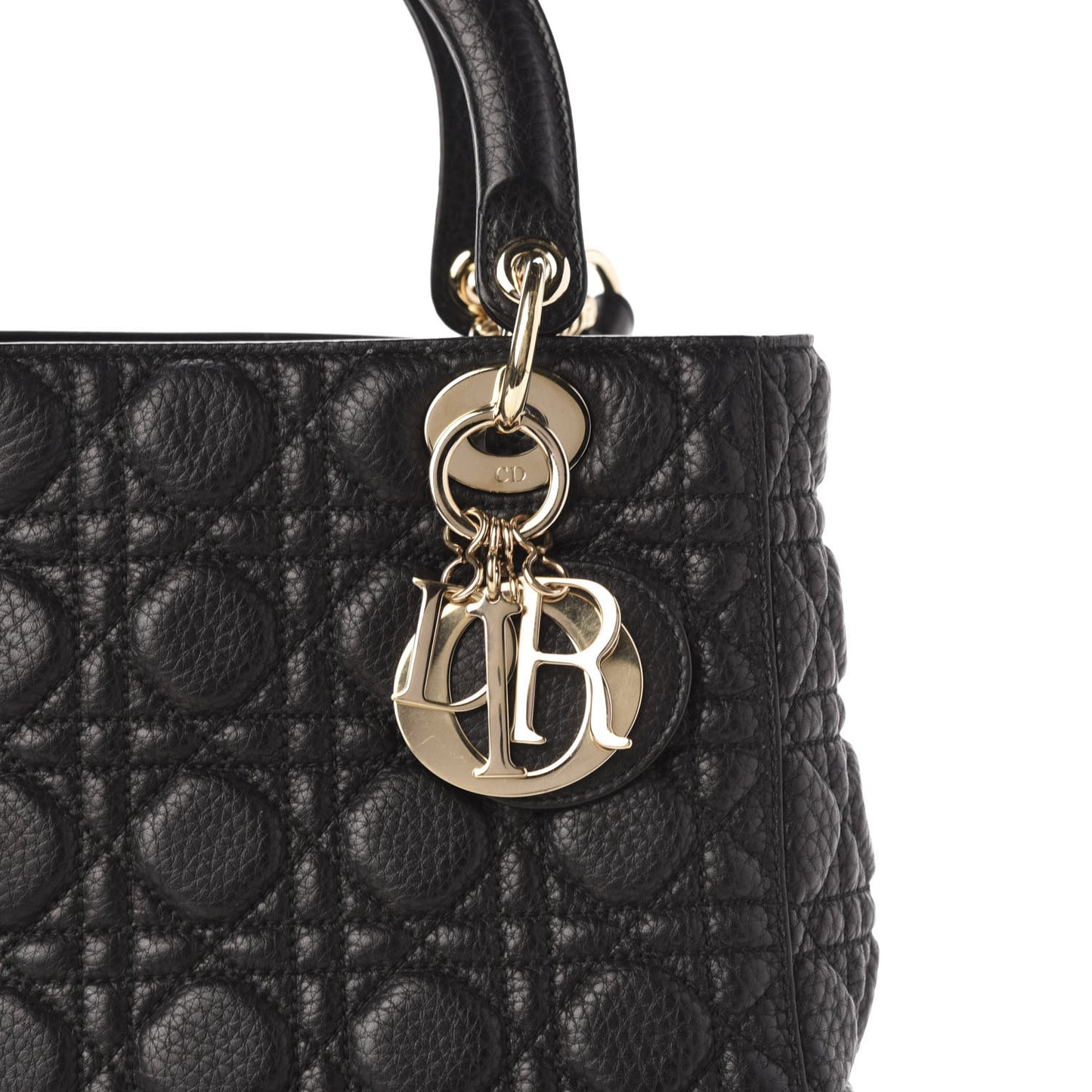 Grained Calfskin Cannage Medium Supple Lady Dior Black