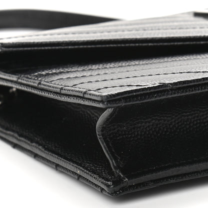 Saint Laurent Grain De Poudre Matelasse Chevron Monogram Envelope Chain Wallet Black 8 of 11