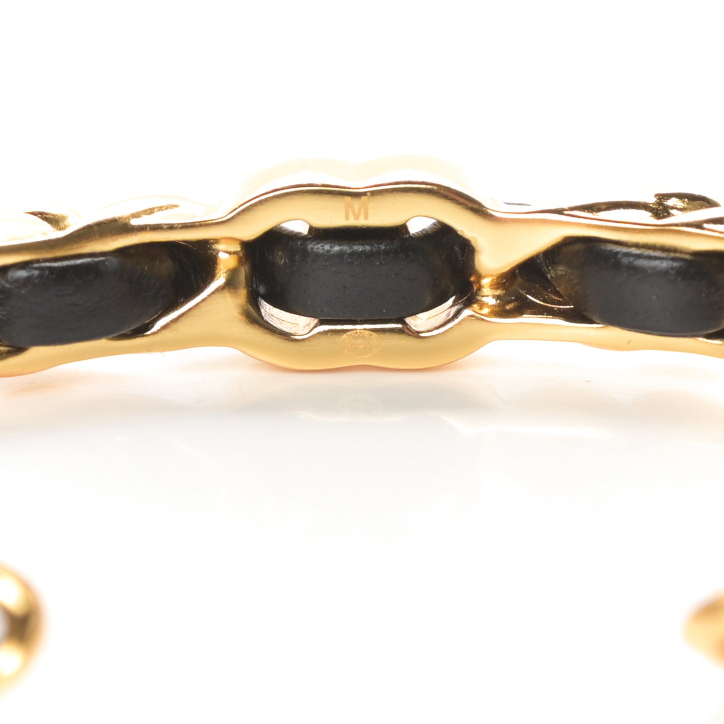 Lambskin Pearl CC Cuff Bracelet M Black Gold