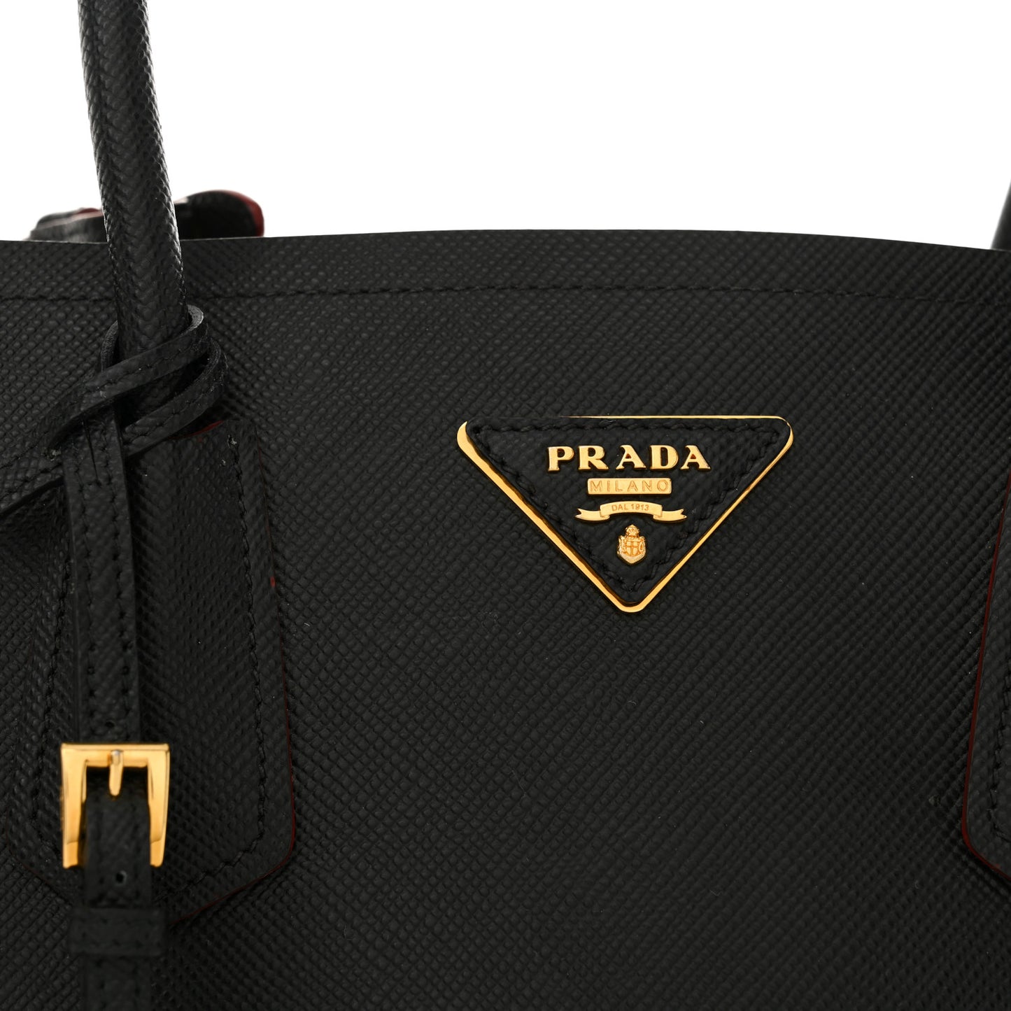 Saffiano Cuir Large Double Bag Black Fuoco