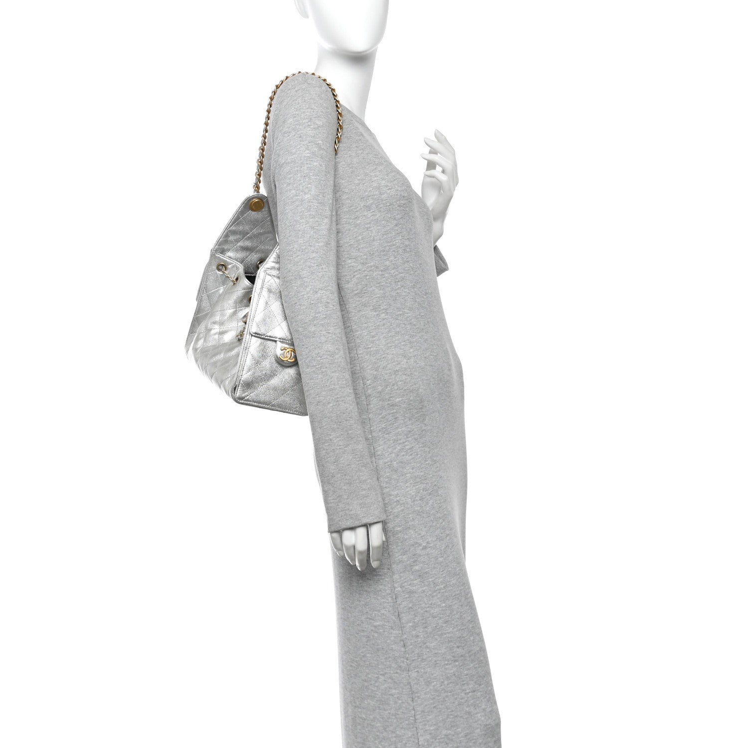 Chanel Metallic Caviar Quilted Small Chanel 25 Handbag Silver 3 of 14