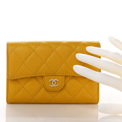 Chanel Caviar Quilted Medium Flap Wallet Yellow 2 of 10