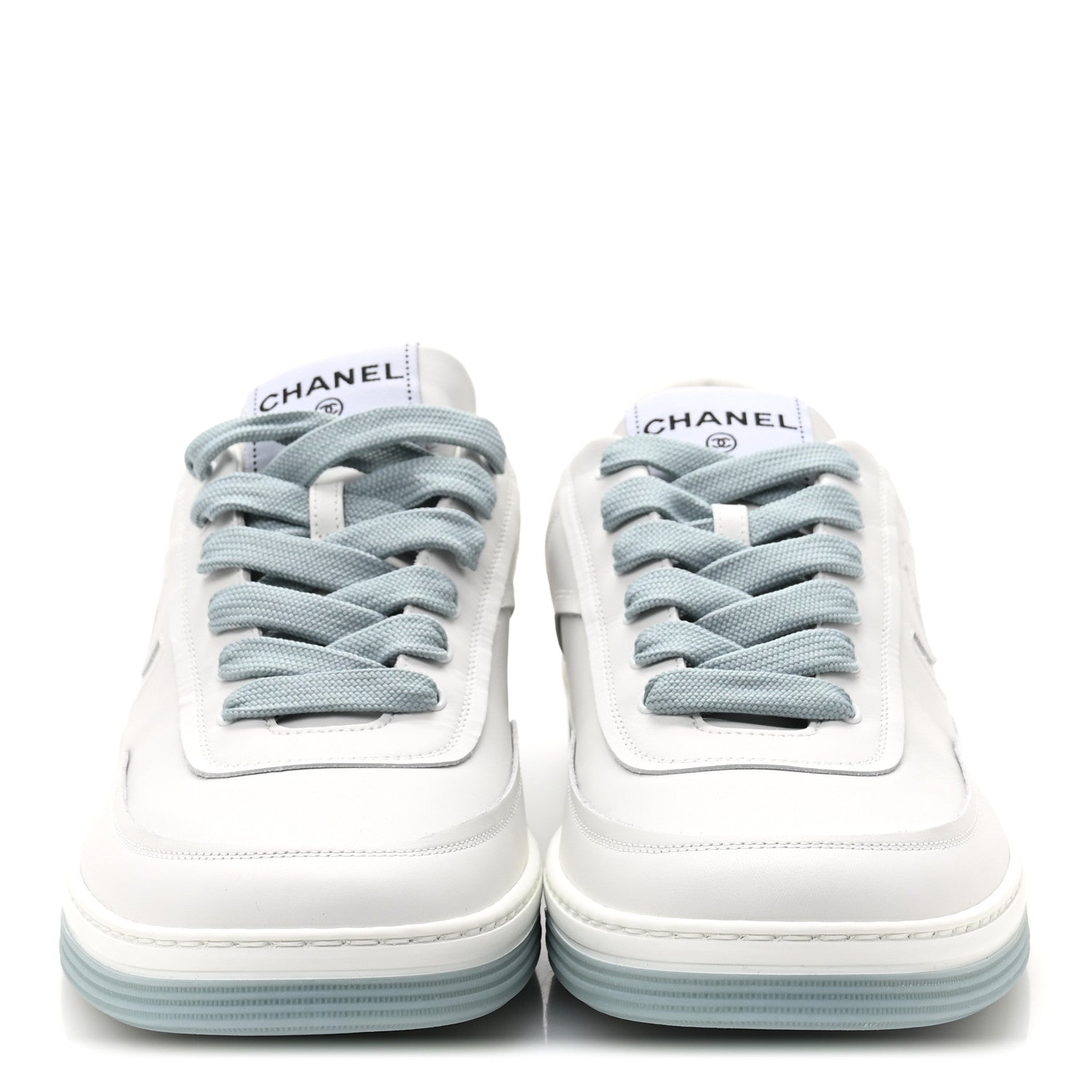 Chanel Calfskin CC Mens Sneakers 45 White Light Blue 3 of 10