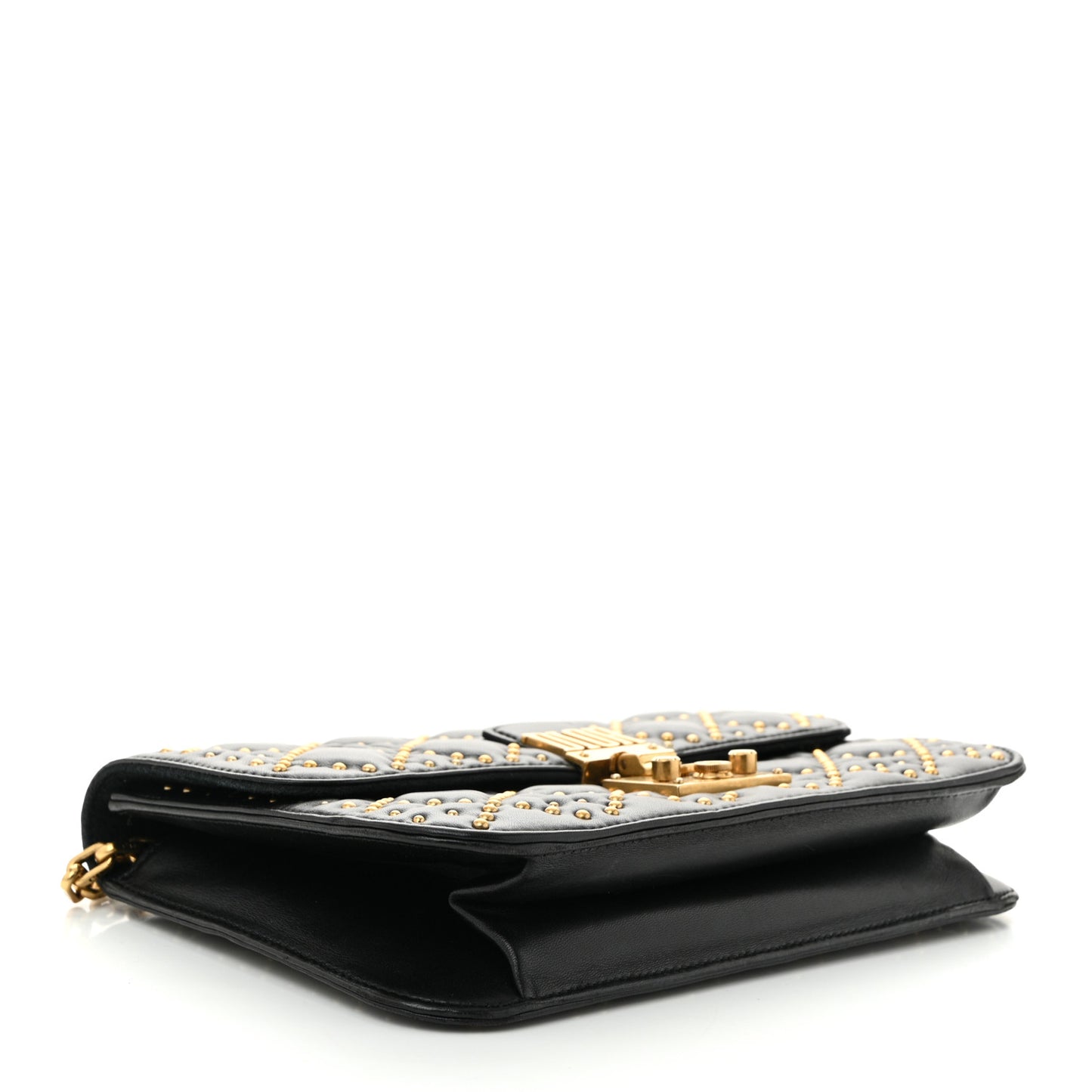 Lambskin Cannage Studded Large Dioraddict Flap Bag Black