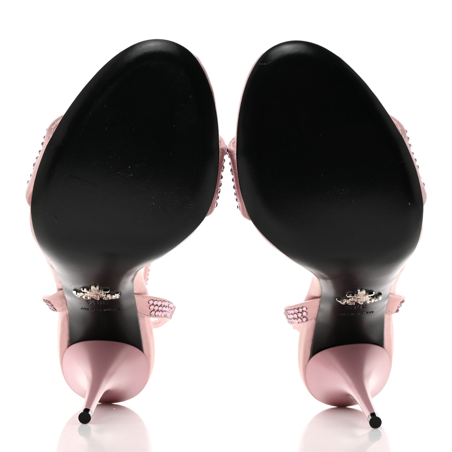 Satin Crystal Triangle Modellerie 100mm Sandals 38.5 Alabastro