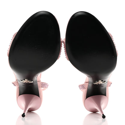 Prada Satin Crystal Triangle Modellerie 100mm Sandals 38.5 Alabastro 5 of 7