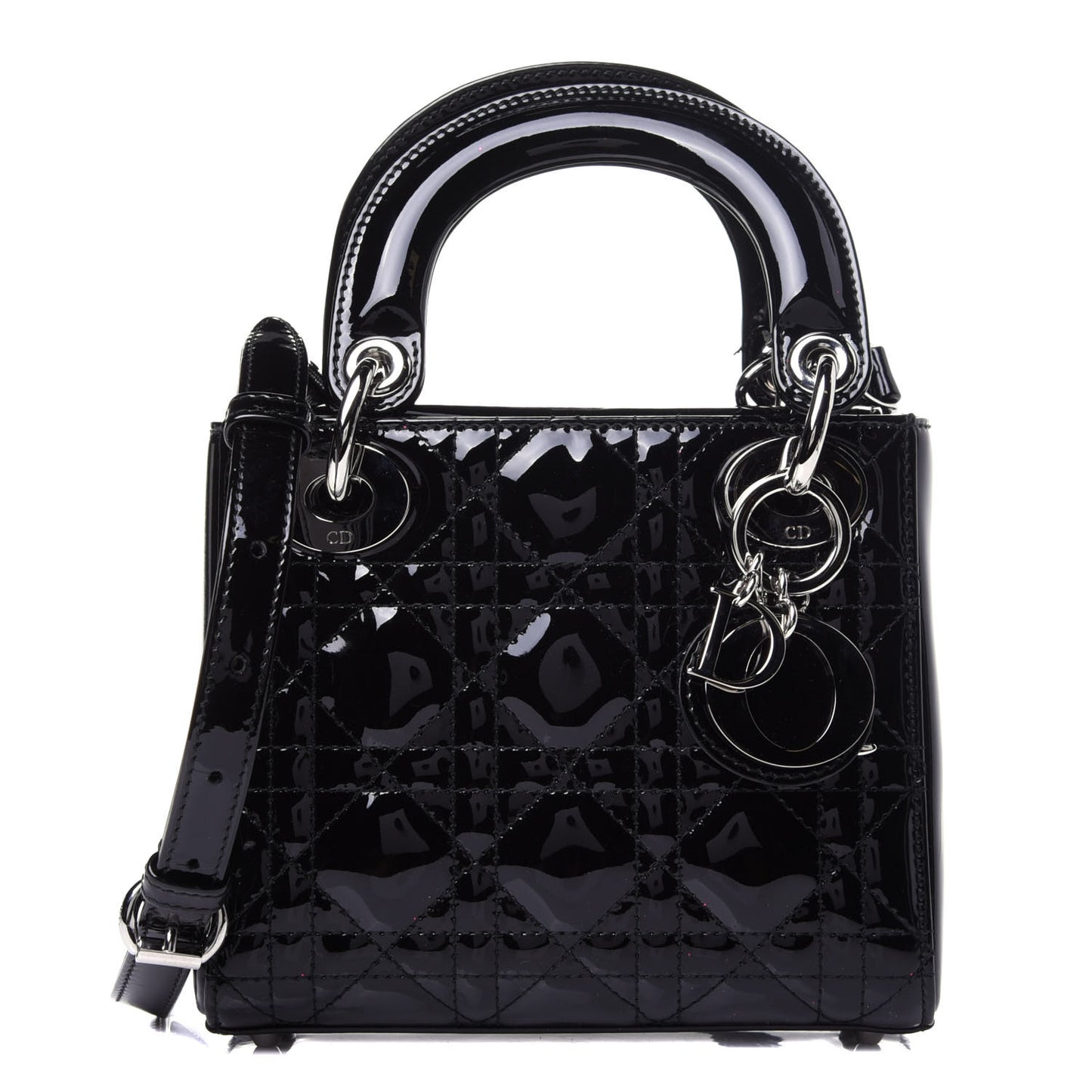 Patent Cannage Mini Lady Dior Black