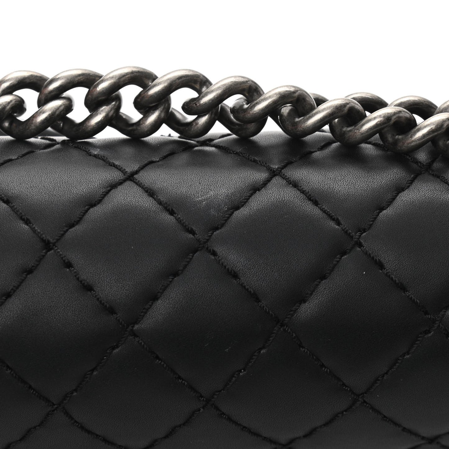 Lambskin Quilted Small Boy Flap Black