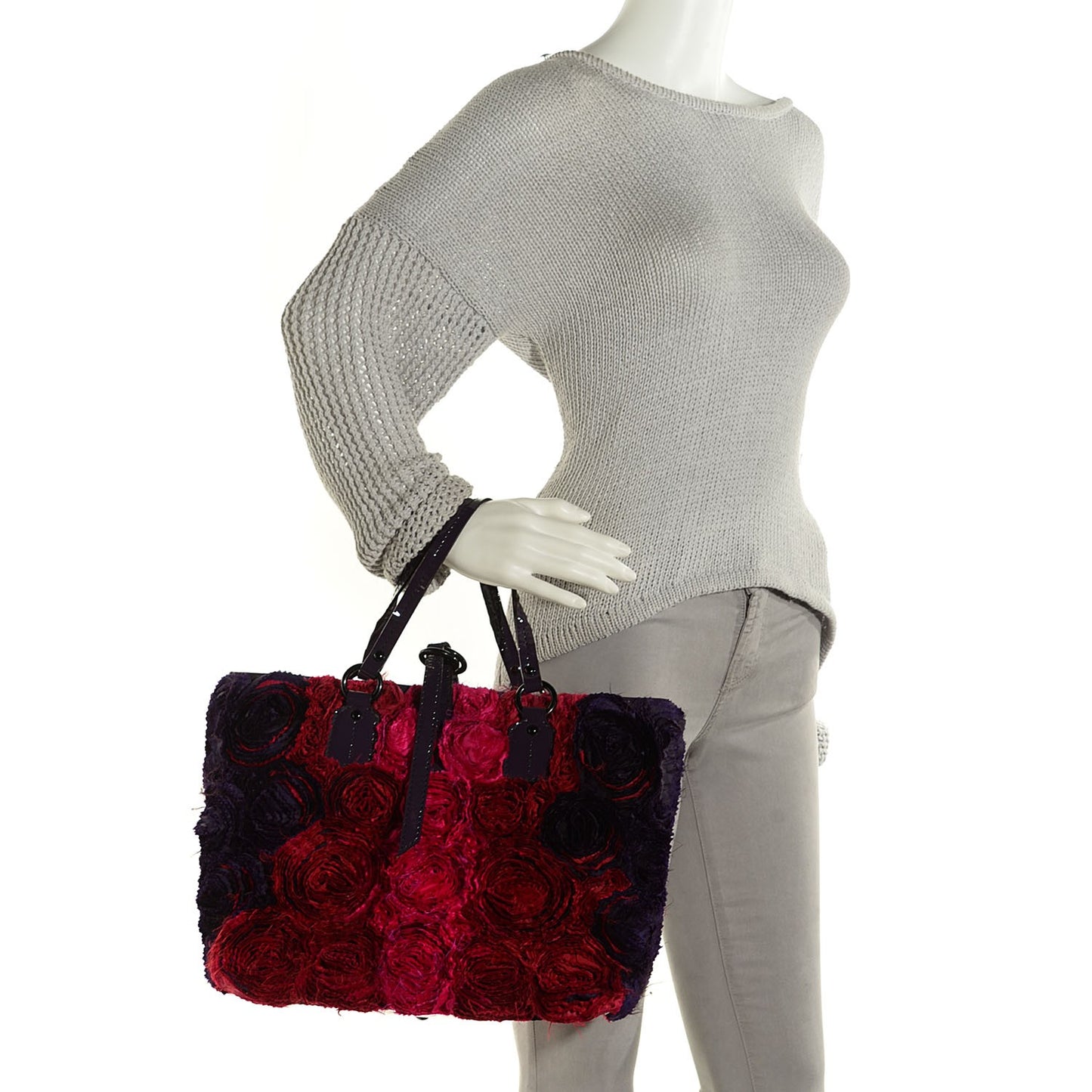 Silk Rosier Tote Red Black
