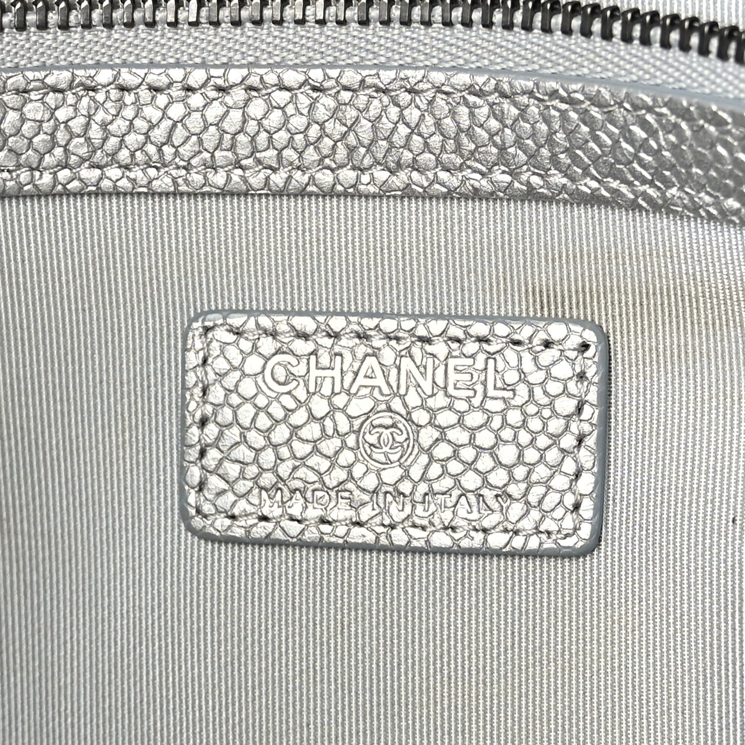 Chanel Lambskin Quilted Large Cosmetic Case Silver 6 of 7