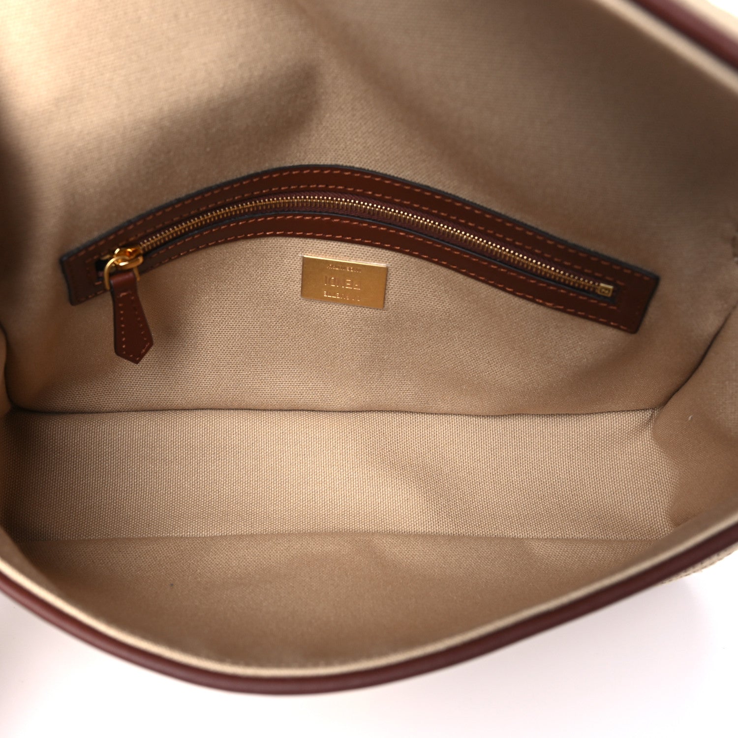 Fendi Sardinian Jacquard Vitello King FF 1974 Embroidered Baguette Sand Ghianda 5 of 10