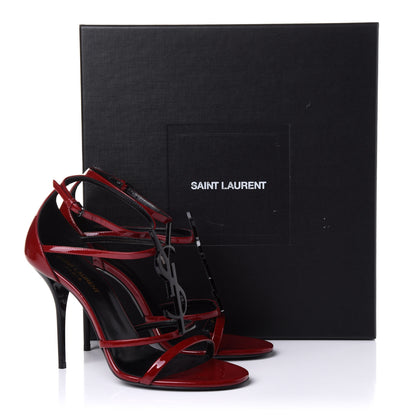 Saint Laurent Patent Cassandra 100 Ankle Strap Sandals 39 Hot Red 9 of 9