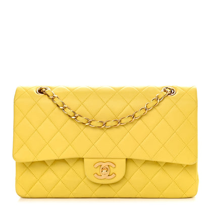Chanel Lambskin Quilted Medium Double Flap Yellow Pink 1 of 16