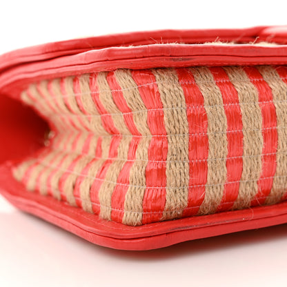 Chanel Raffia Jute Striped Medium Urban Jungle Single Flap Red 9 of 14