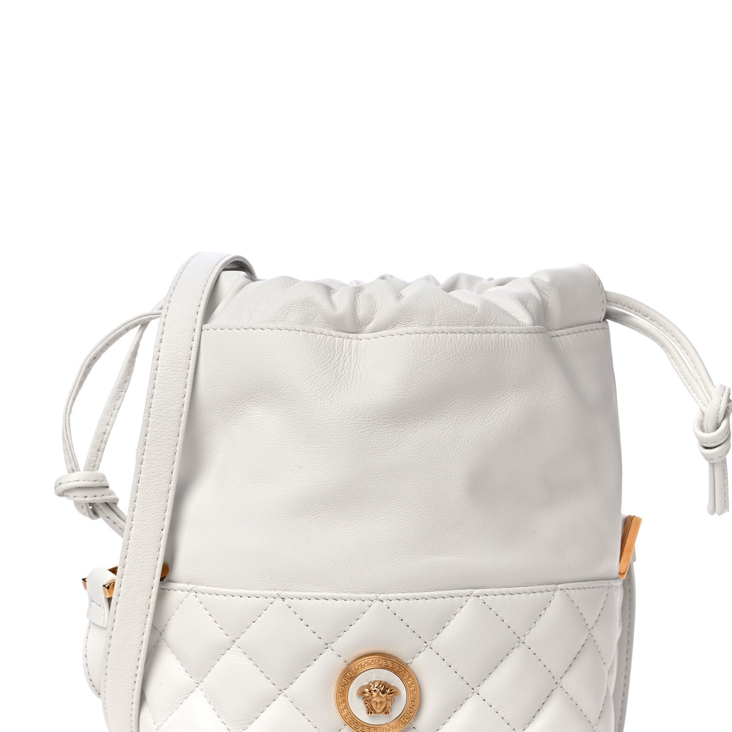 Nappa Quilted Medusa Bucket Bag White