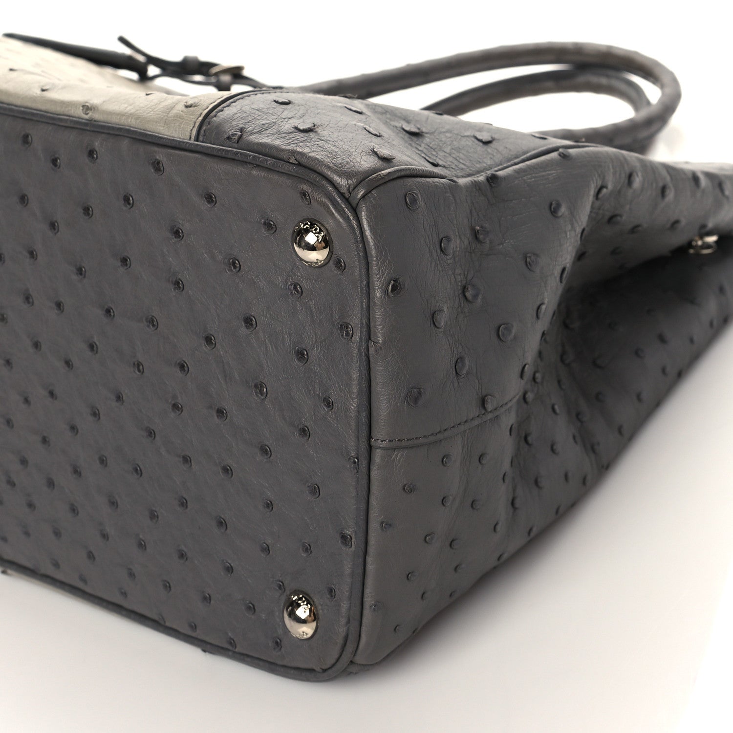 Prada Ostrich Colorblock Medium Galleria Double Zip Tote Grey 9 of 9