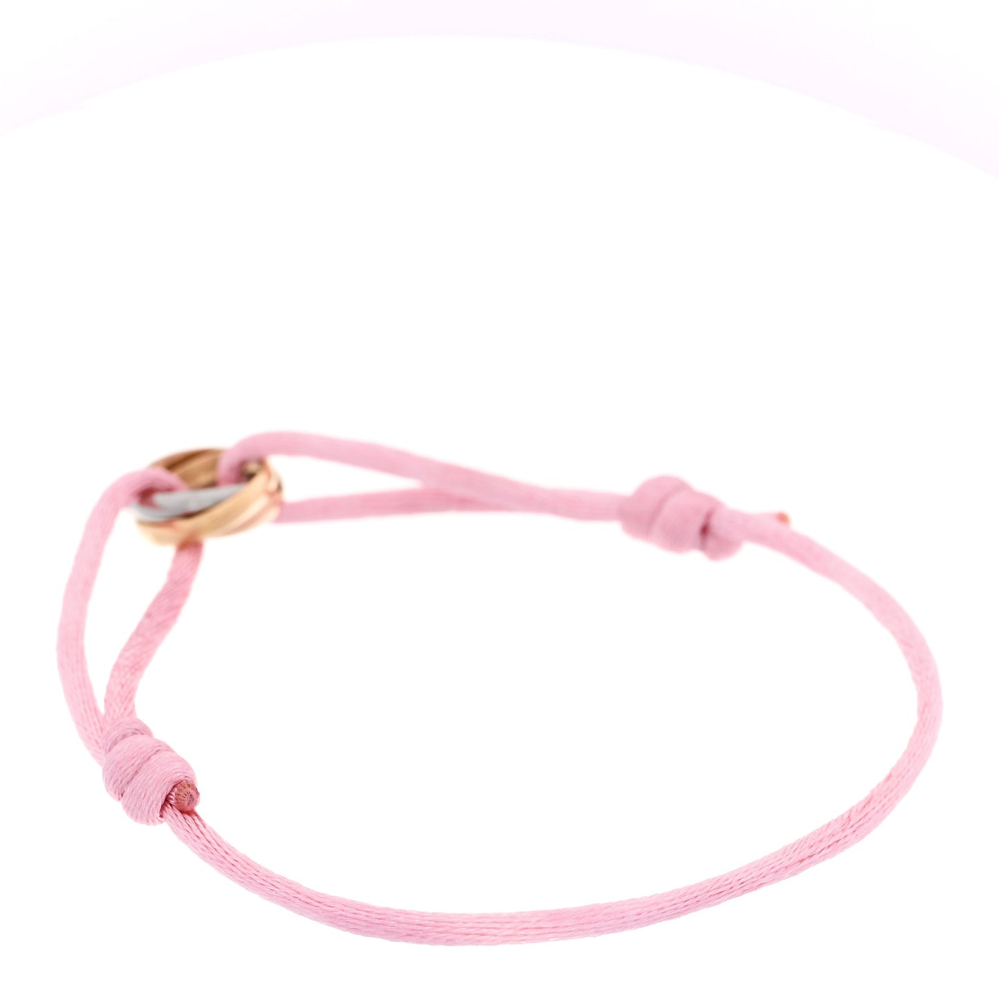 18K Pink Yellow White Gold Trinity Adjustable Cord Bracelet Pink