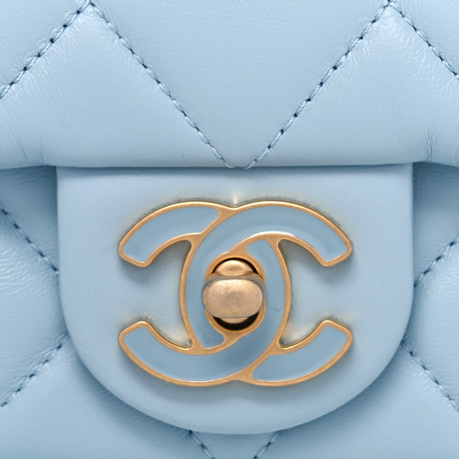 Chanel Lambskin Enamel Quilted Mini Pending CC Square Flap Light Blue 8 of 11