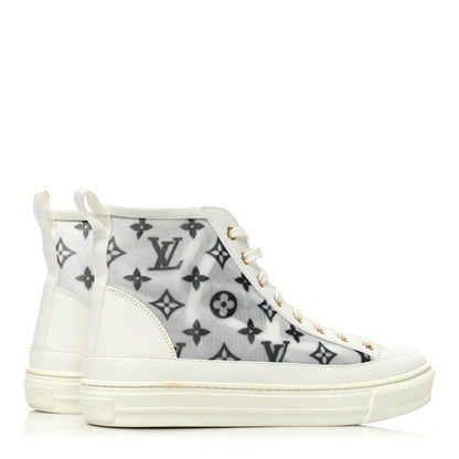 Louis Vuitton Technical Fabric Calfskin Monogram Printed Stellar Sneaker Boots 39 Blue 5 of 10