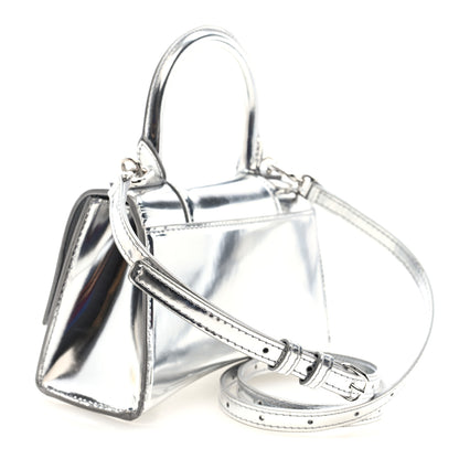 Balenciaga Metallic Calfskin Hourglass Top Handle Bag XS Silver 3 of 9
