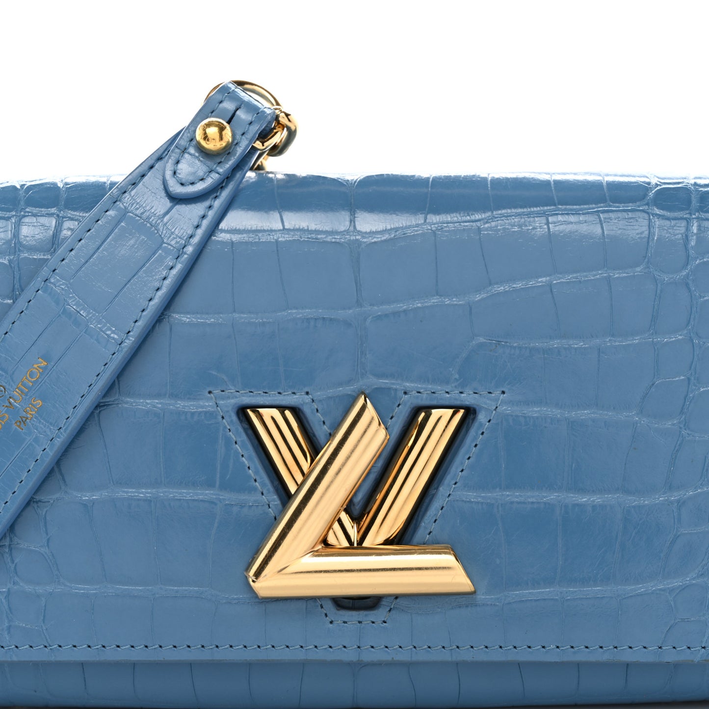 Crocodile Twist Chain Wallet Bleuet