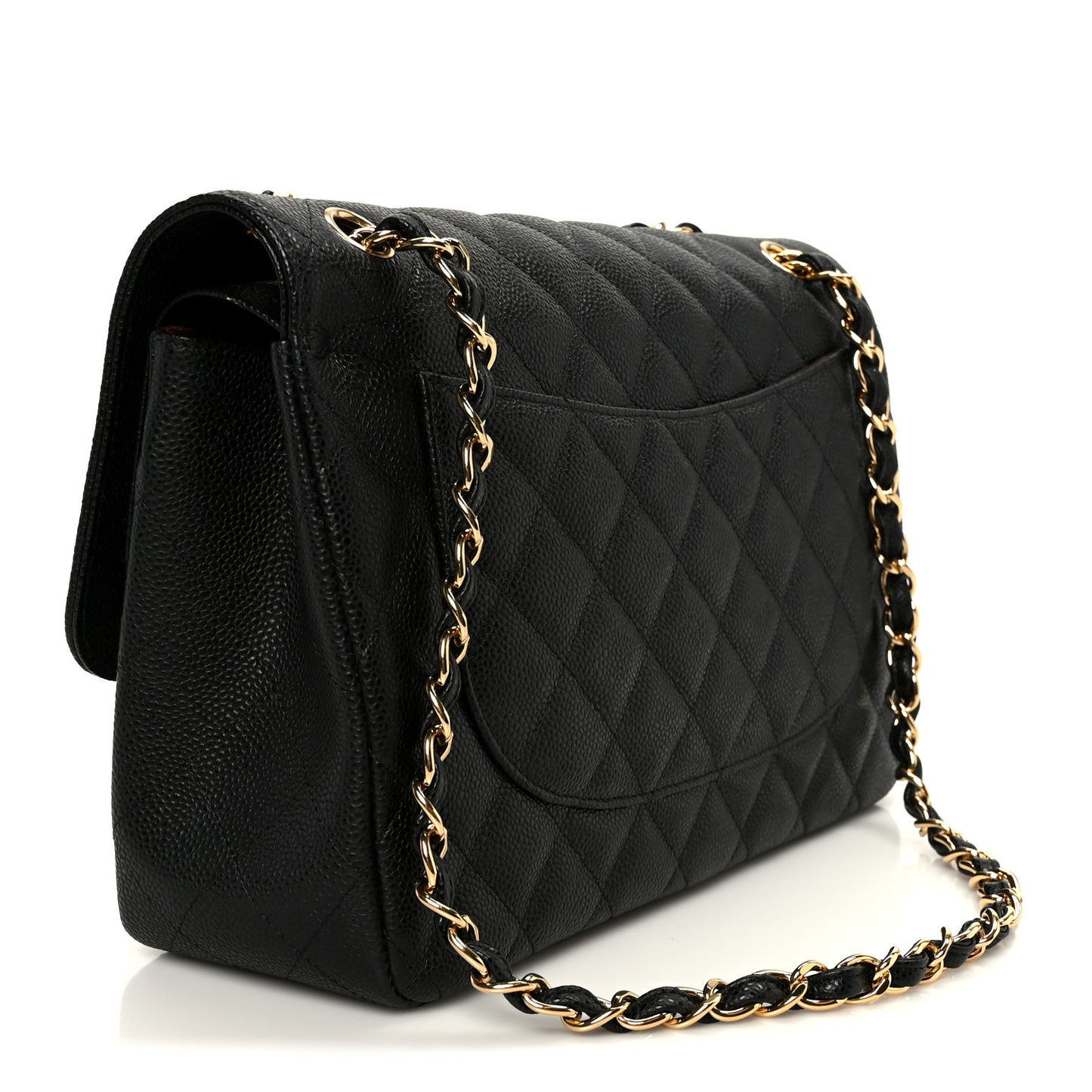 Caviar Quilted Jumbo Double Flap Black