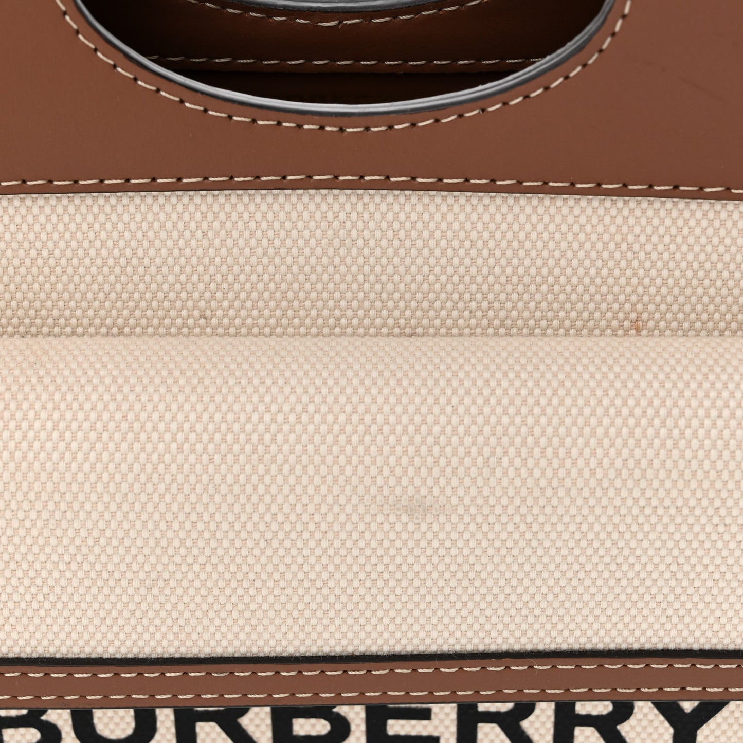 Canvas Smooth Calfskin Two Tone Mini Pocket Bag Natural Malt Brown
