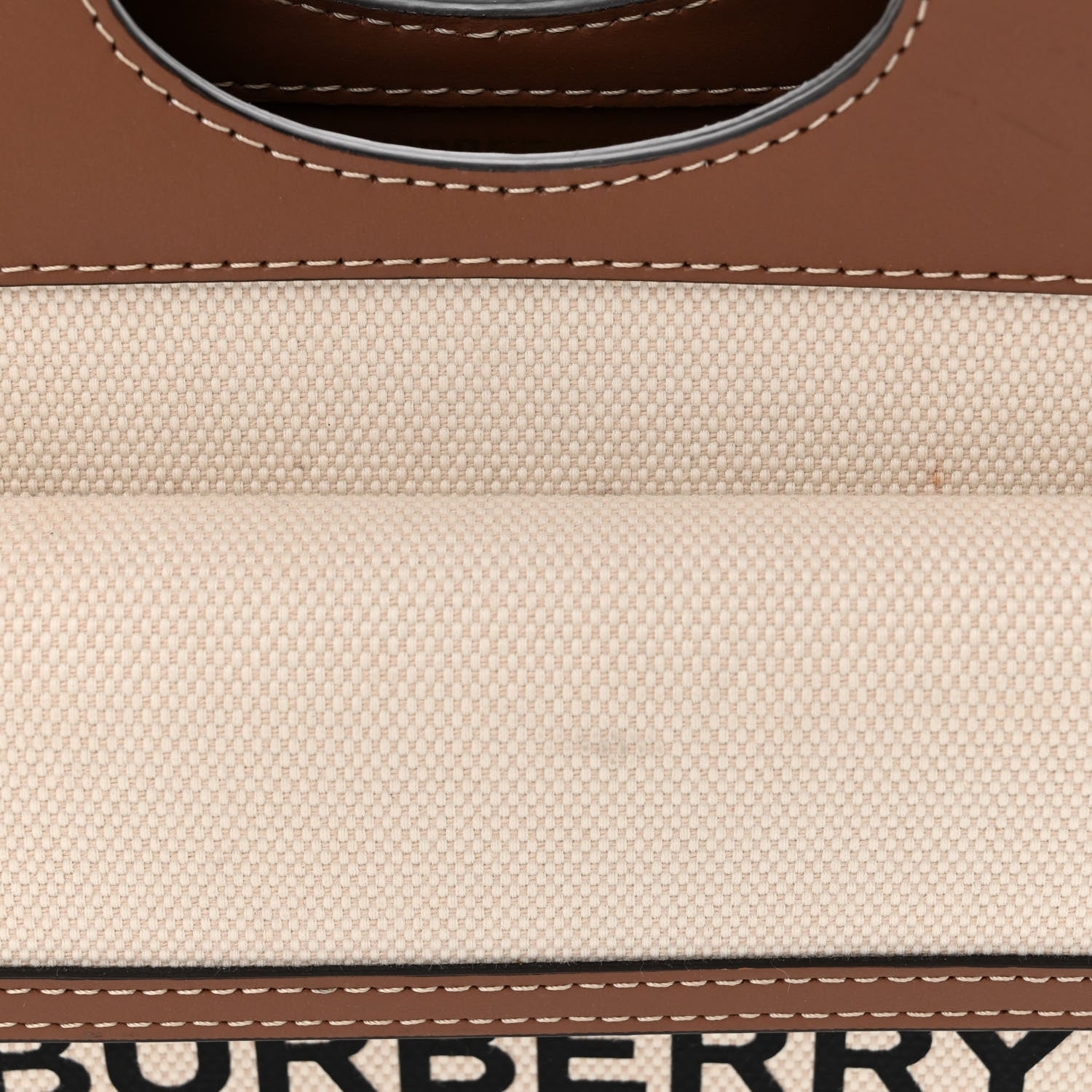 Burberry Canvas Smooth Calfskin Two Tone Mini Pocket Bag Natural Malt Brown 12 of 13