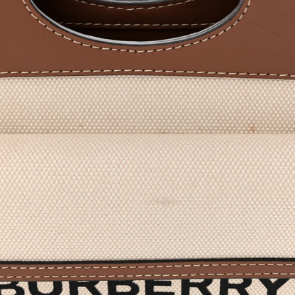 Burberry Canvas Smooth Calfskin Two Tone Mini Pocket Bag Natural Malt Brown 12 of 13