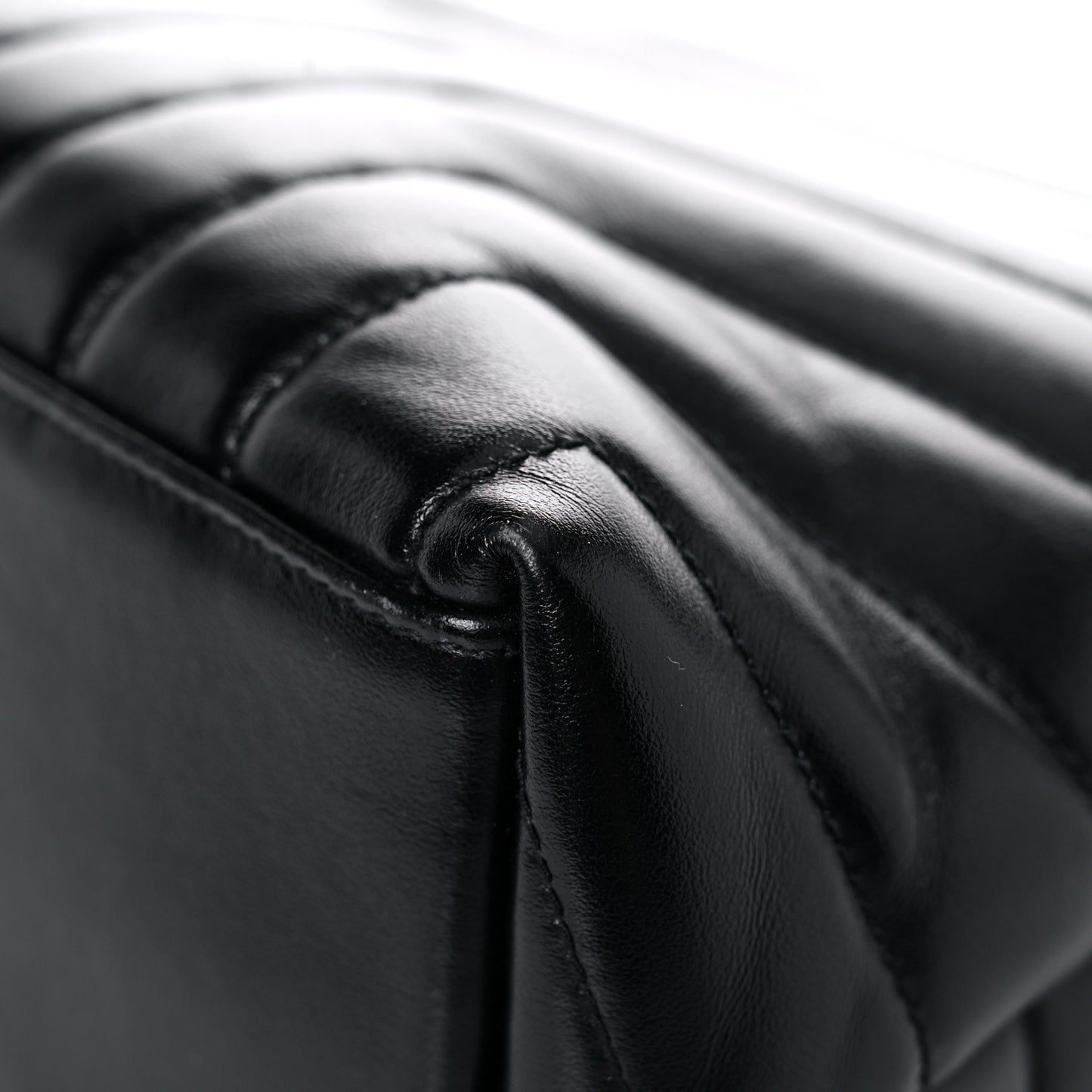Calfskin Y Quilted Monogram Medium Loulou Chain Satchel Black