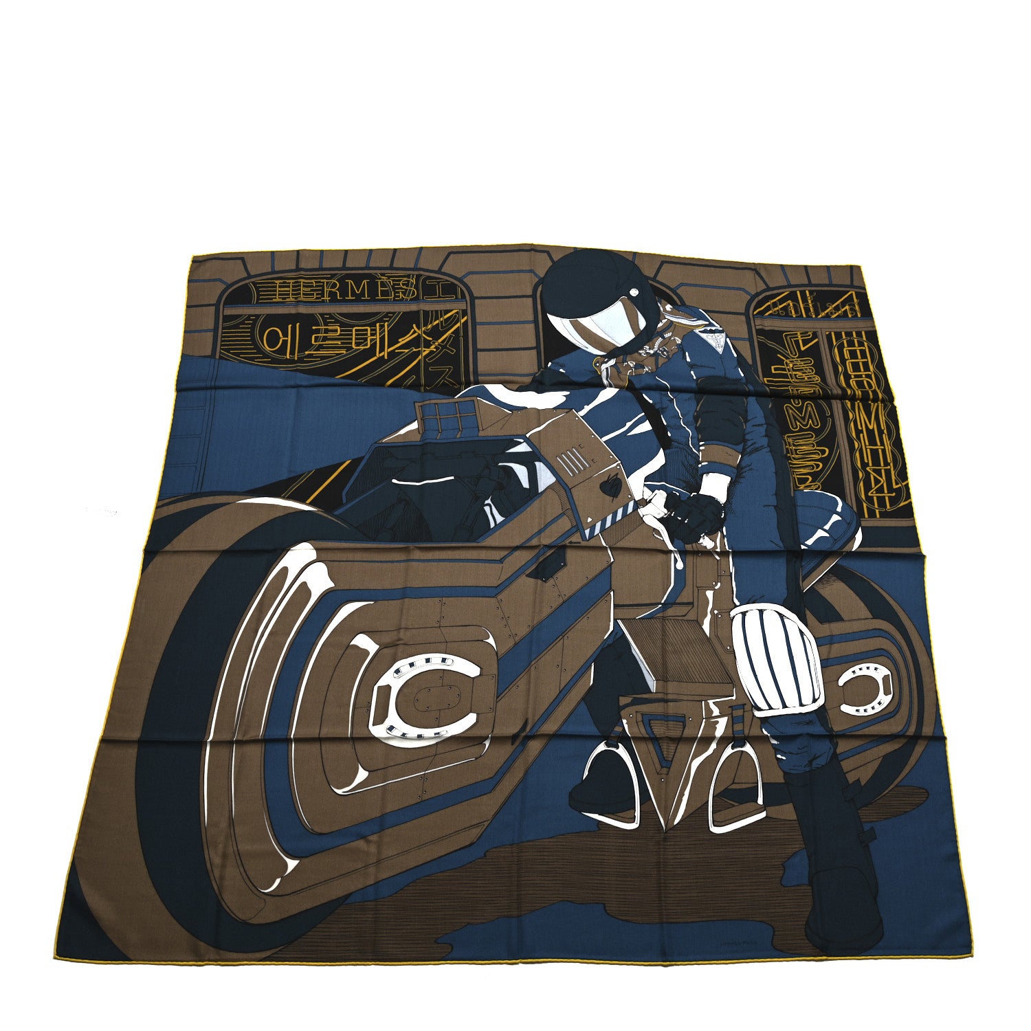 Hermes Silk Cashmere Mysterious Rider Shawl 140 1 of 3