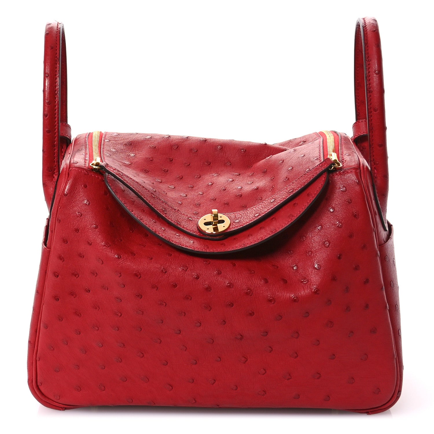 Hermes Ostrich Verso Lindy 30 Rouge De Coeur Rouge Piment 1 of 12