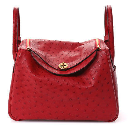 Hermes Ostrich Verso Lindy 30 Rouge De Coeur Rouge Piment 1 of 12