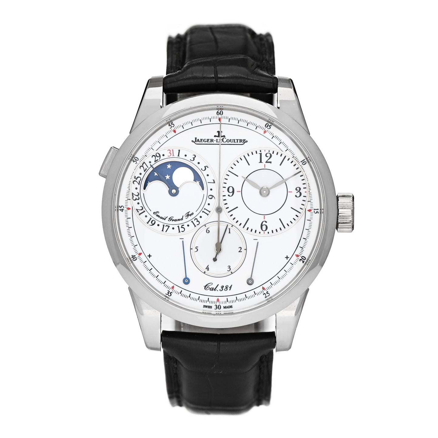 18K White Gold Alligator 41mm Duometre Quantieme Lunaire Manual Winding Watch Q60435E1