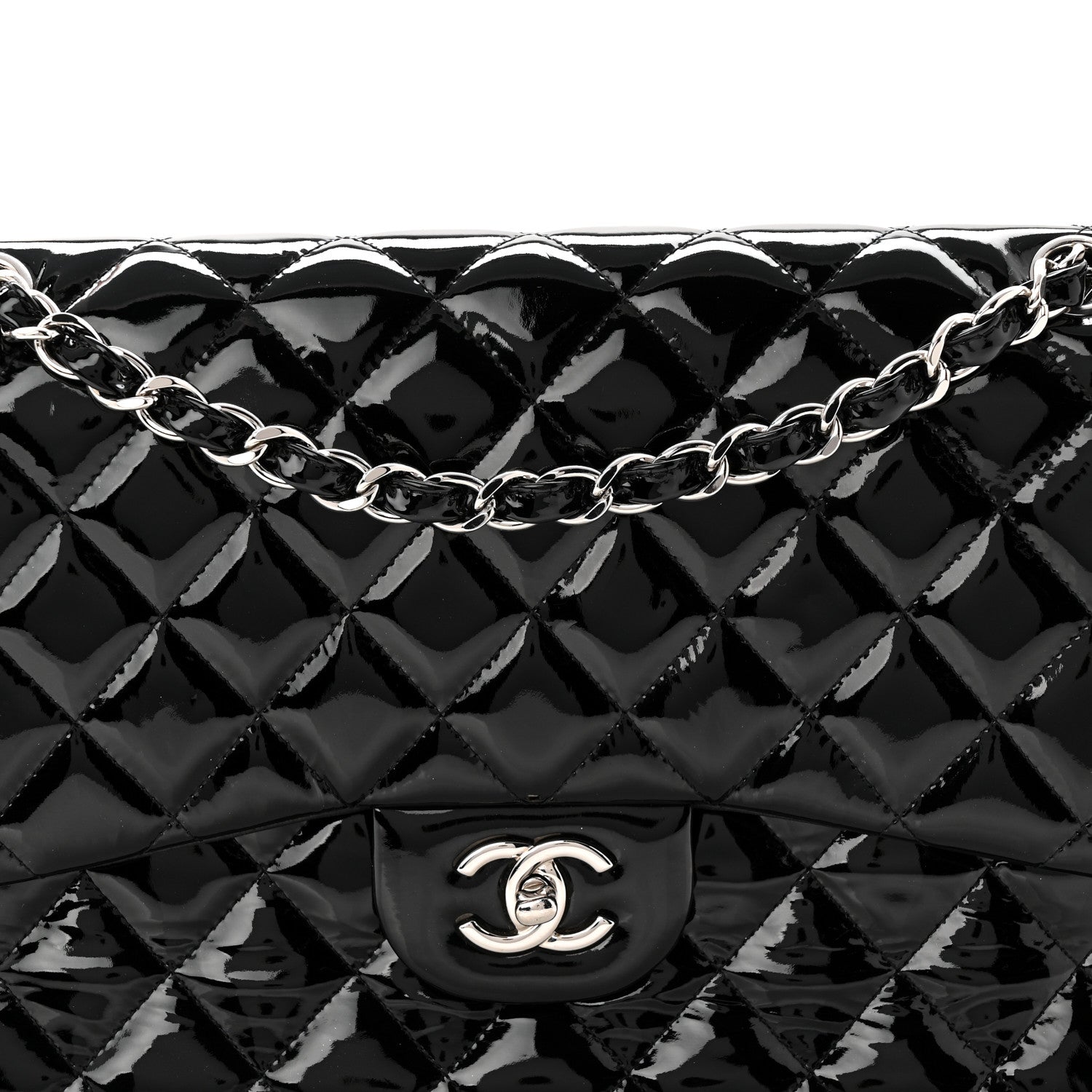 Chanel Patent Quilted Jumbo Double Flap Black 8 of 11