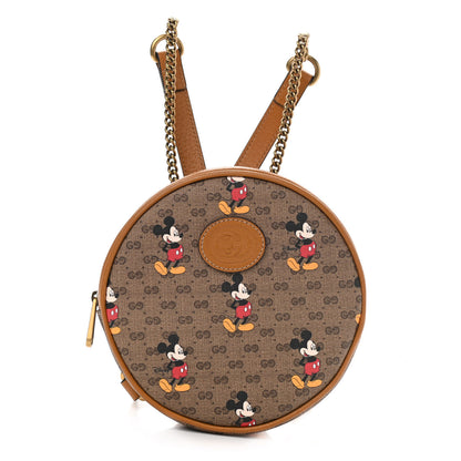 Gucci X DISNEY Mini Vintage GG Supreme Monogram Mickey Mouse Round Backpack Beige Vintage Sun Oil 1 of 10