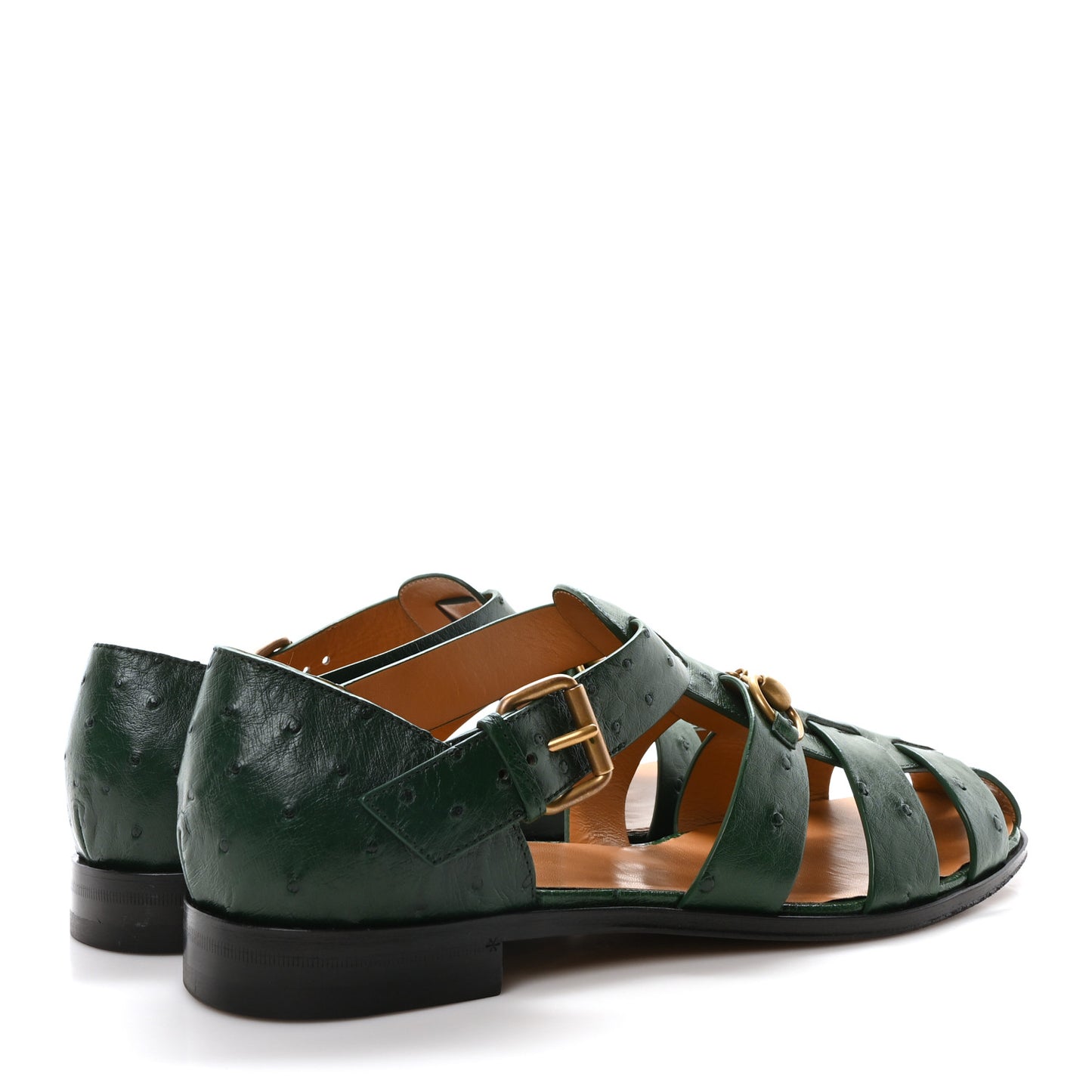 Ostrich Millenium Mens Horsebit Sandals 10 Vintage Green